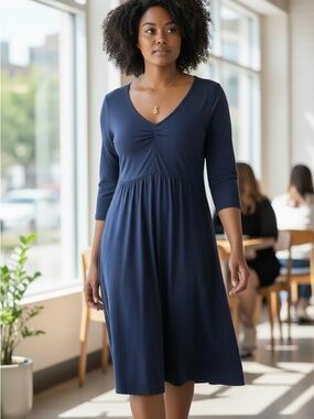 Toad&Co Navy V-Neck Empire Tunic Dress